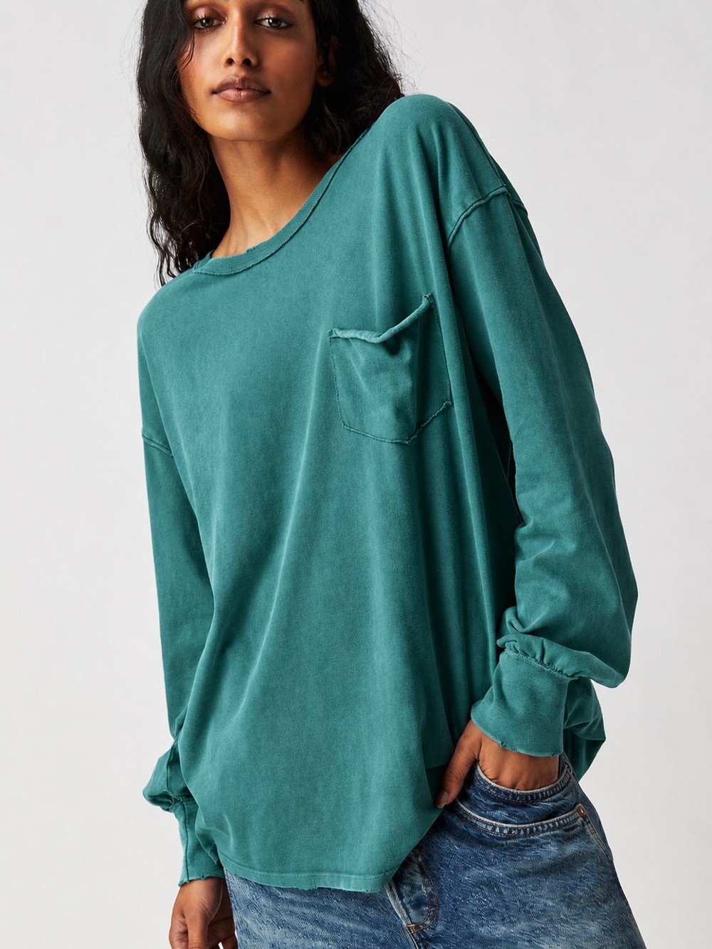 We the free Fade into you tee size XS mermaid green with pocket